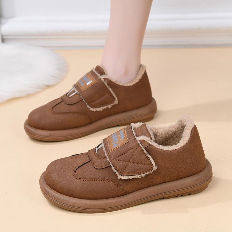 

Обработка на заказ бархатные теплые хлопковые туфли женские 2025 зима новые большой хлопковый тип пожилые липучка повседневные зимние ботинки 41