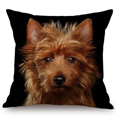 Black Background Dog Puppy Portrait Vizsla Husky Shepherd Shibu Cute Sofa Pillow Case Home Decorative Cotton Linen Cushion Cover