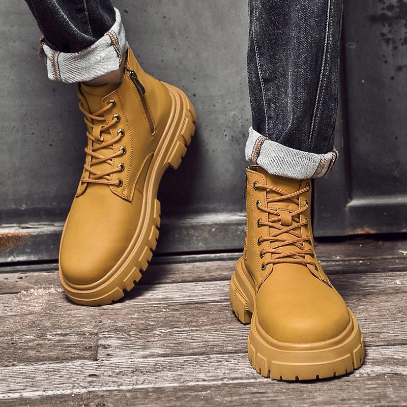 Fashion Genuine Leather Outdoor Snow Botas New Arrival Men's Winter Boots Luxury Brand Motorcycle Basic Boots Man Cotton Platform Shoes