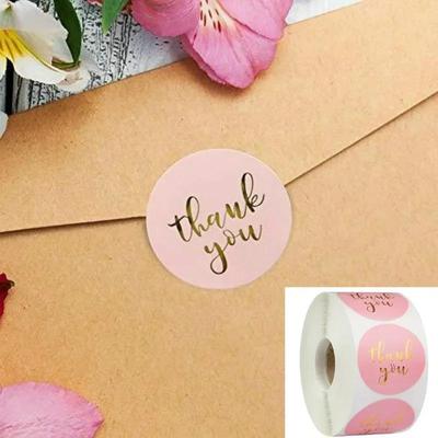 500pcs Round Pink Business Label Stickers Paper Cute Thank You Stickers for Baking Packaging Seal Labels Stationery Stickers