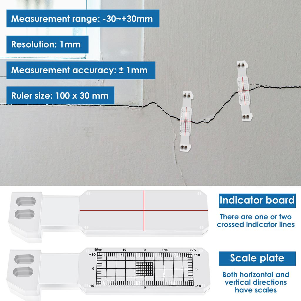 3Pcs Crack Monitoring Record Acrylic Crack Monitor Gauge Waterproof Crack Measure and Record Device Wall Deformation and Crack