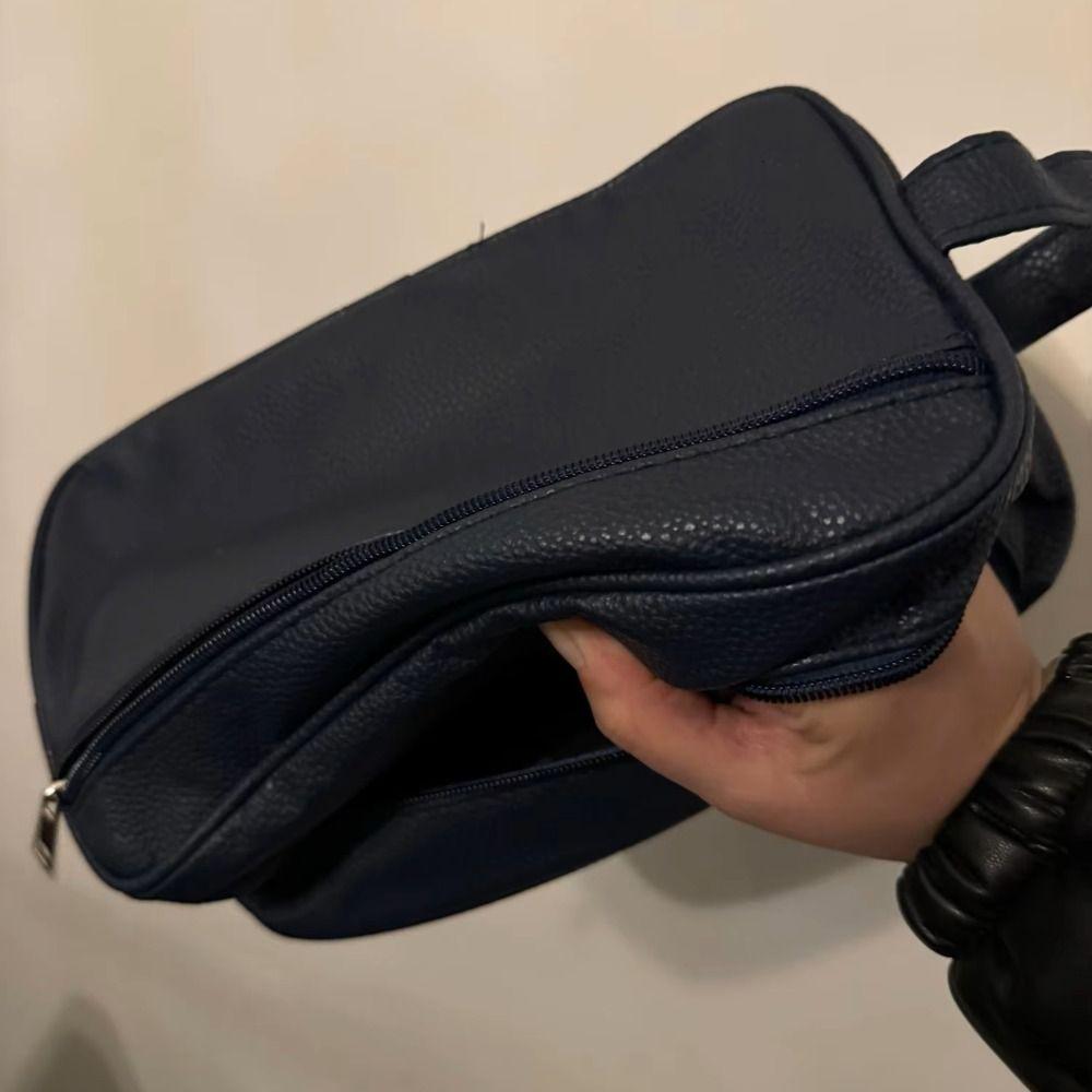 PU Toiletry Storage Bag Lychee Pattern Pouch for Make Up Kit Man's Cosmetic Bag  Toiletry Case