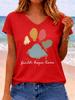 Women's Graphic V Neck T Shirt, Short Sleeve Regular Casual Tops, Daily Wear Multi Fresh Tones for Spring Summer