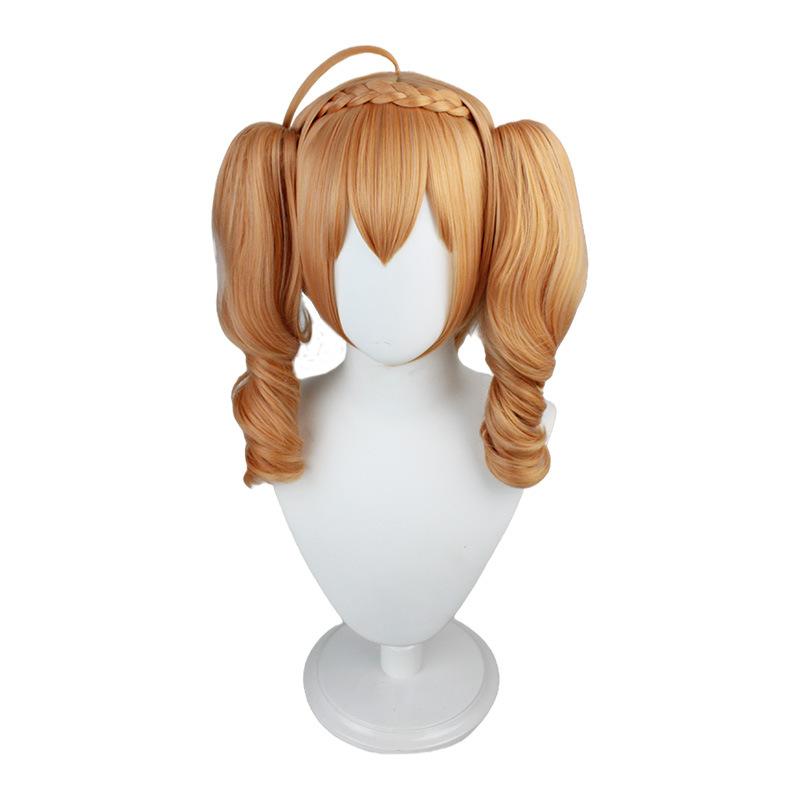 Cai Wenji Cos Wig, Double Ponytail Curly Braid Full Head Hairstyle Roman Curl Fake Hair