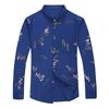 Men Casual Slim Fit Long Sleeve Thin Non Iron Letter Print Shirt