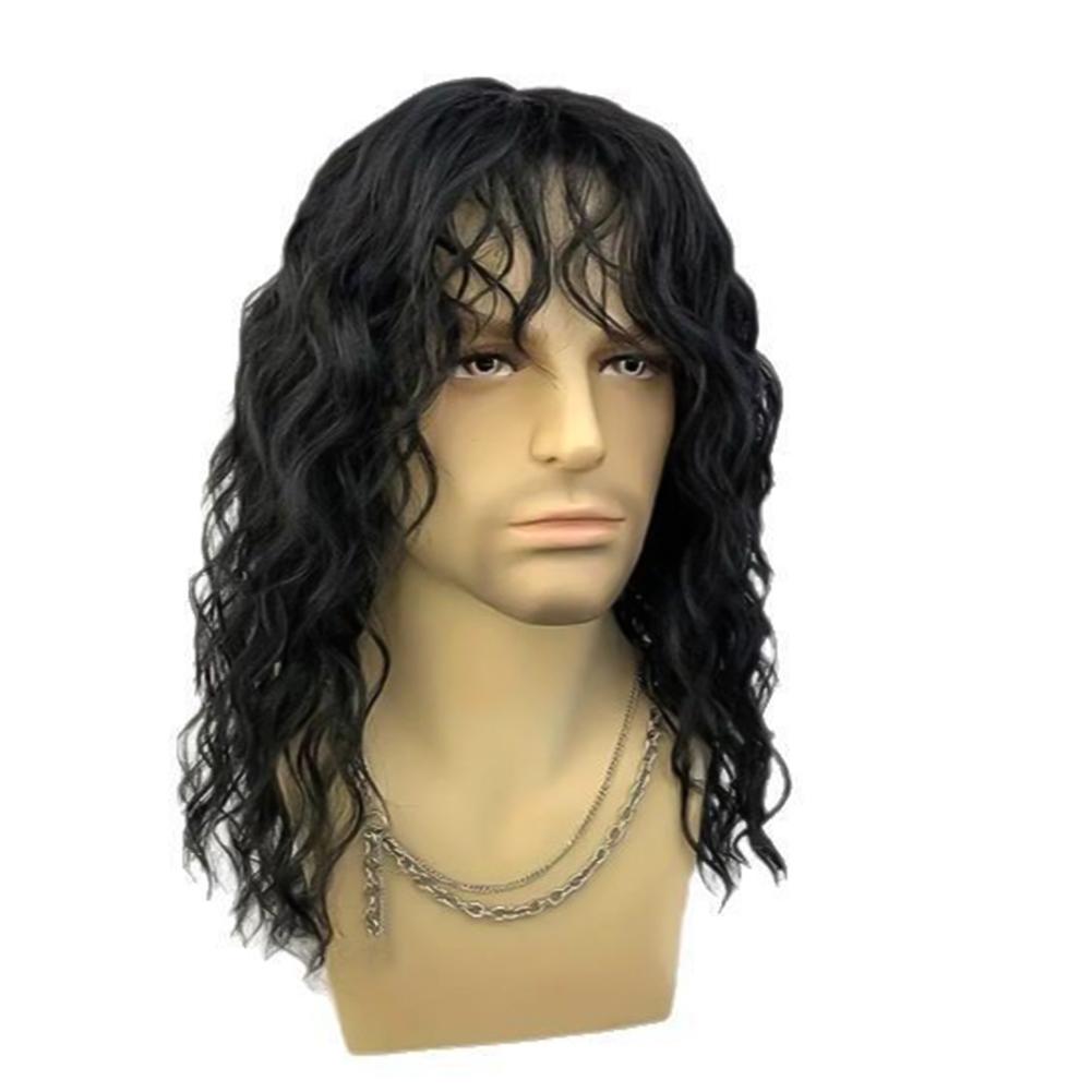 

Мужской парик Панк-рок Короткие Кудрявые волосы Хэллоуин Нарядный парик Гарнитура Мужчины Крутая Личность Целый парик-накладка чёрный