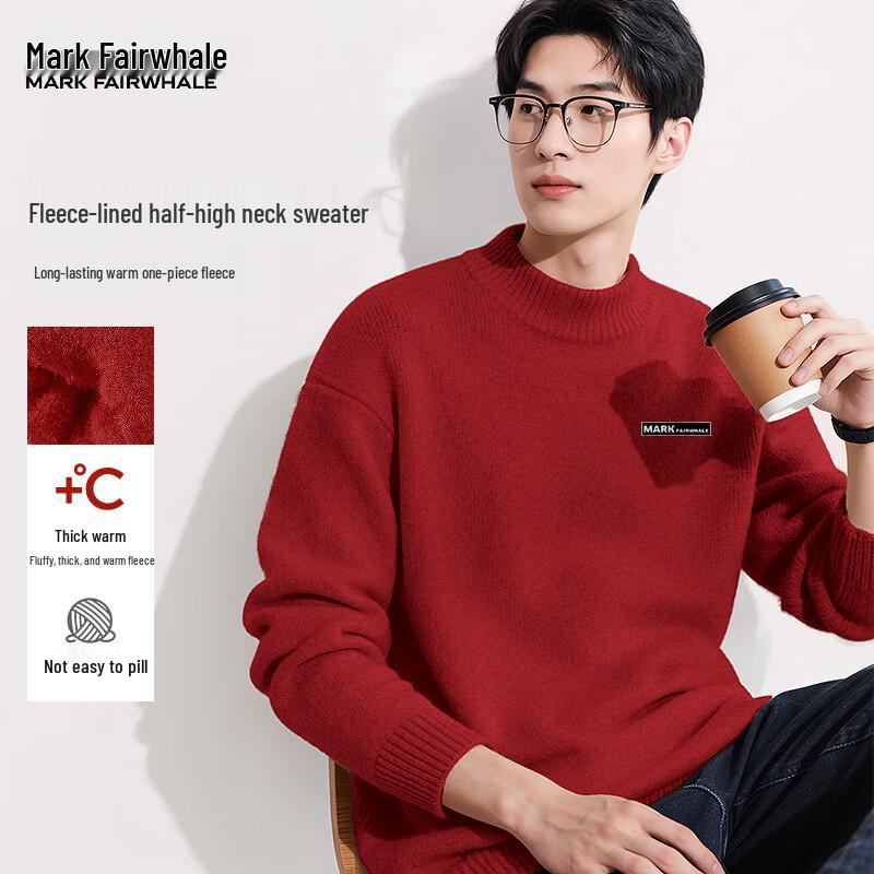 

Mark Fairwhale Men s Fleece-Lined Mock Neck Knit Sweater 3XL