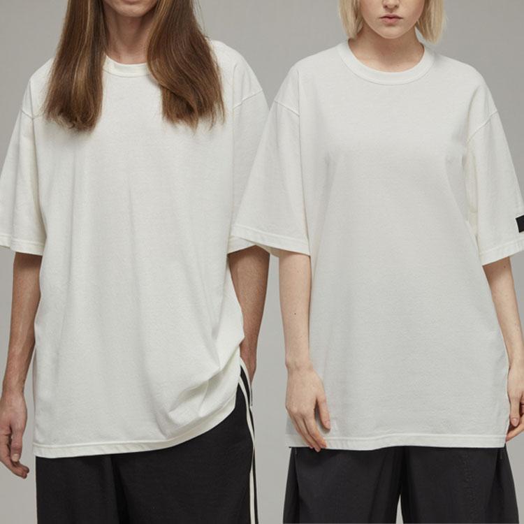 Y-3 T-Shirts Unisex Gray White Crew Neck Moderate Straight Fit HZ8825