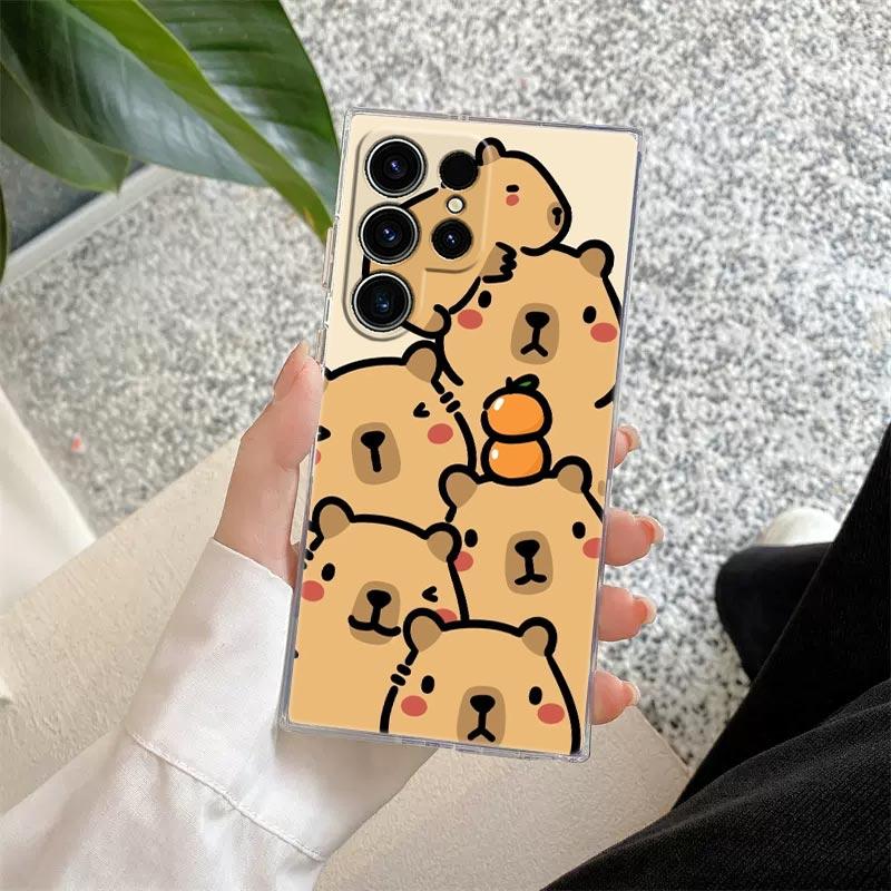 Capybara Cute Clear Case For Samsung Galaxy S26 S25 S24 S23 Ultra S20 S21 FE S22 Plus S26 Ultra S25FE Soft Silicone Phone Cover