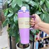 40oz Stainless Steel Vacuum Insulated Travel Mug With Handle Straw Lid Car Office Outdoor Use