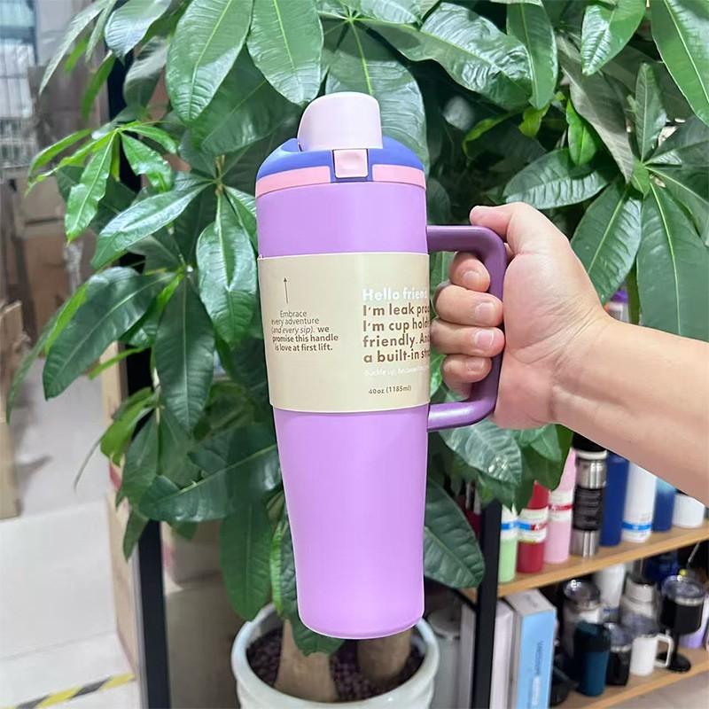 40oz Stainless Steel Vacuum Insulated Travel Mug With Handle Straw Lid Car Office Outdoor Use