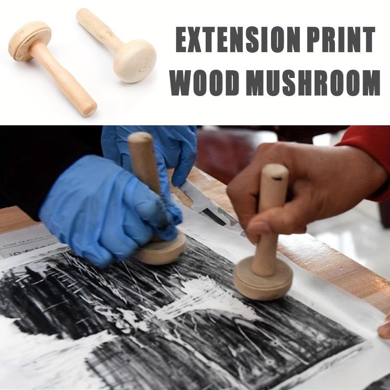 1Pc Wooden Mushroom Roller Paper Printing Ink Rubbing Use Art Craft Printing Tool