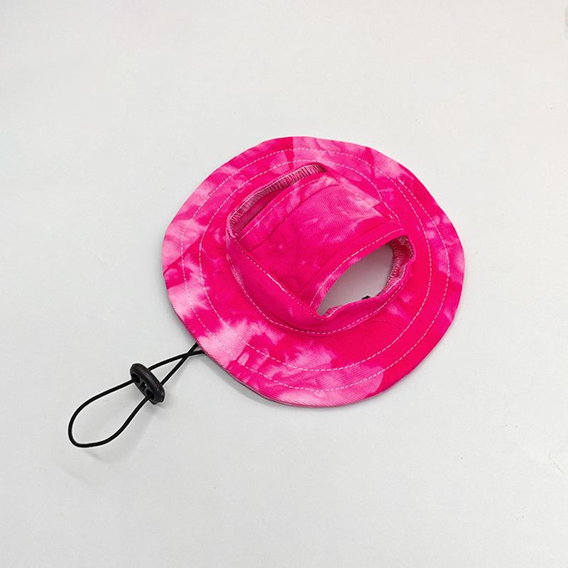 Tie Dye Pet Hat With Ear Hole Round Brim Dog Puppy Cat Sun Hat Bucket Hat Pet Decorative Accessories