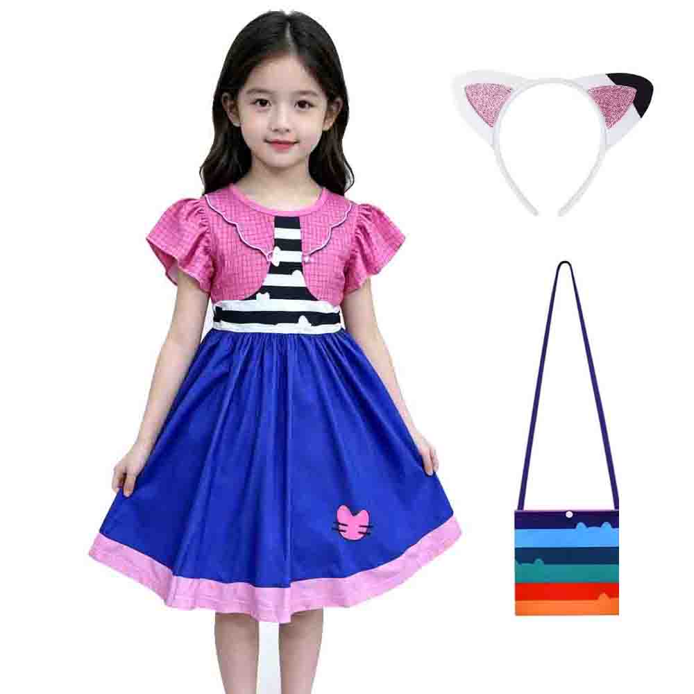 Casa de Păpuși Gebby Girls Rochie cu Bentă Copii Mânecă Zburătoare Casual Rochie de Prințesă pentru Petrecerea de Ziua de Naștere 140cm pink