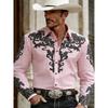 Camicia da uomo stile Western Cowboy, Stampa Fashion, Manica Lunga, Collo a revers Retro, Vestibilità Slim, Camicia Casual da Esterno, Taglie XS-6XL, 21 Colori