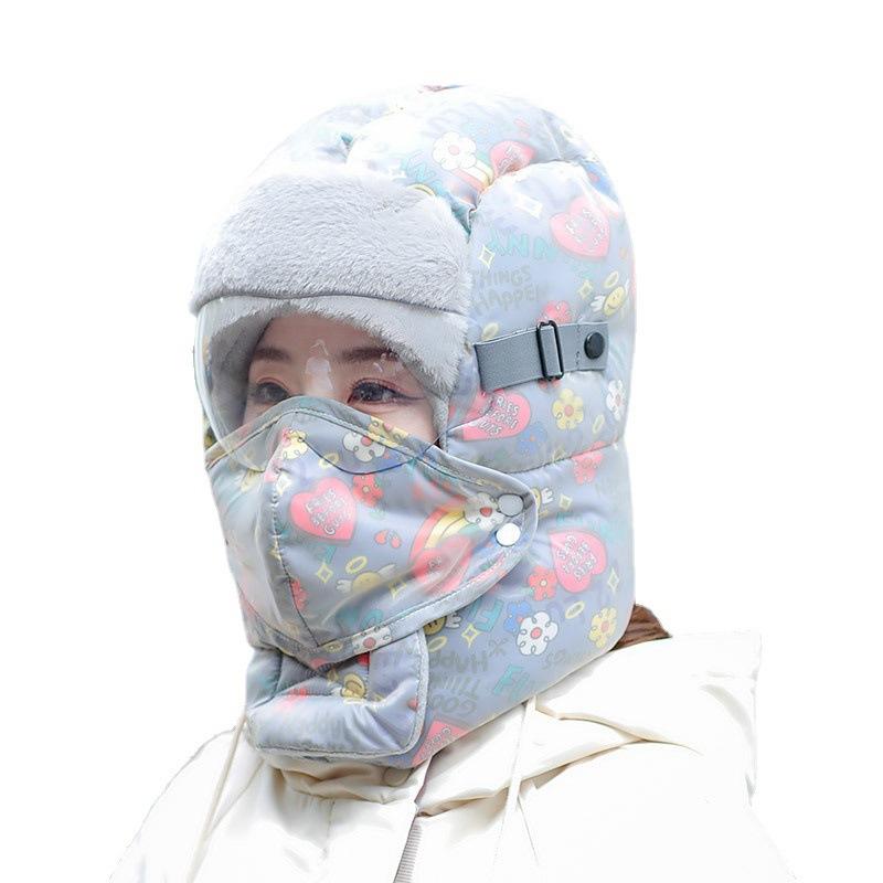Pull chaud et coupe-vent graffiti tendance pour enfants et femmes, protection des oreilles, bonnet à masque, bonnet pour lunettes de ski