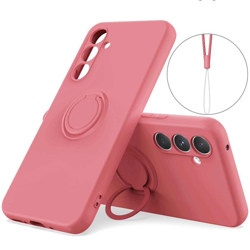 For Samsung Galaxy S25 FE Silicone Case with Strap Ring Kickstand Phone Cover