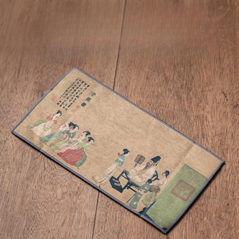 Chinese style national style thickened absorbent cotton lint tea towel tablecloth pot towel tea table thermal insulation pad