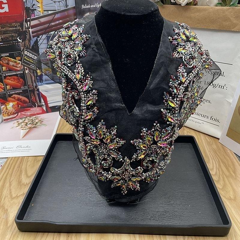 Beaded Lace Embroidery Collar Applique Patches DIY Collar Trim Dress Clothing Decorative Accessorie Material Sew On Patches