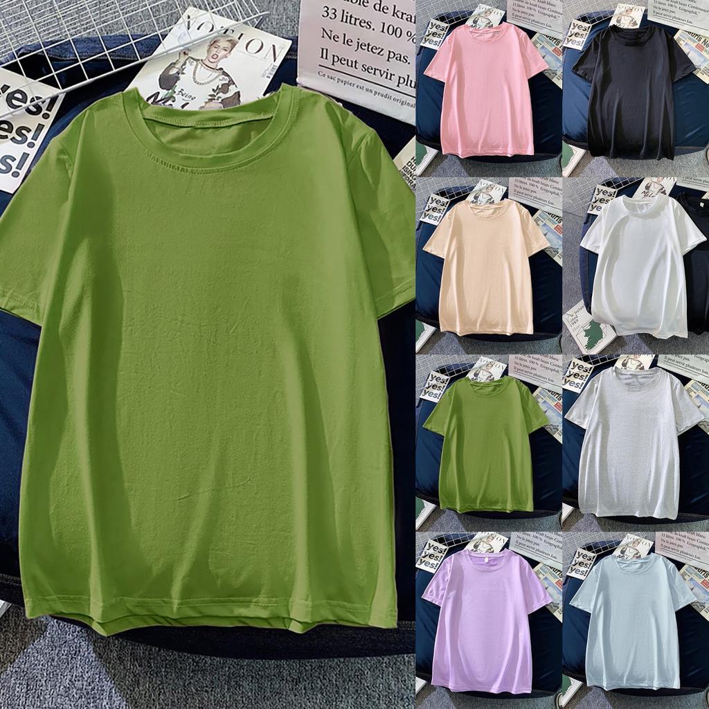 Women's Sexy Fashion T-shirt Casual Short-sleeved Summer Solid Color Tops