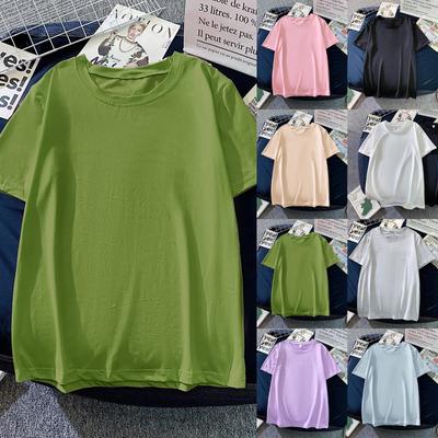 Damen Sexy Mode T-Shirt Lässig Kurzärmelig Sommer Farbe Tops