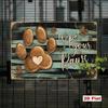 Vintage Metal Dog Paw Sign Wipe Your Paws Wall Decor Rustic Home Art 20x30cm