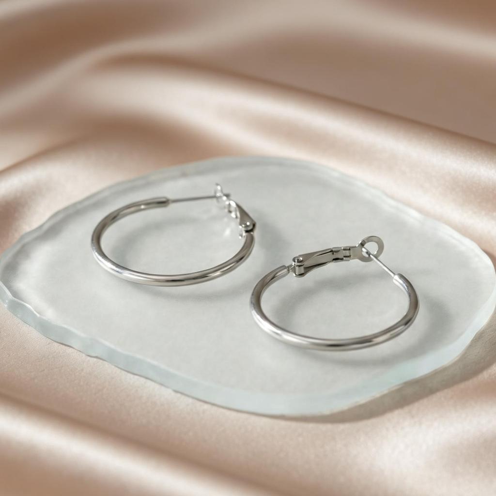 Simple Trendy 18K Gold Plated Hoop Earrings for Women Stainless Steel Large Circle Earrings Classic Piercing Jewelry Gifts