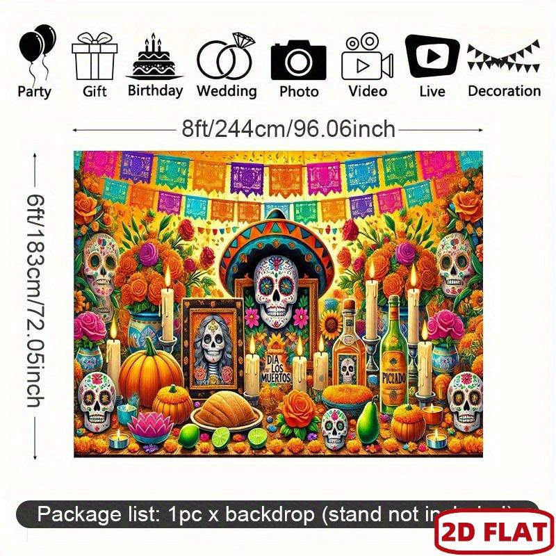 2D plane, 1 piece - Candy Skeleton Festival Zombie Festival Background Cloth - Vibrant floral and candle decorationszyc