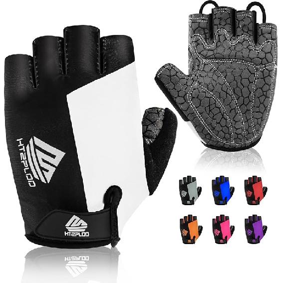 

Bike Gloves for Men Women with Anti-Slip Shock-Absorbing Pad, Light Weight Half-Finger Cycling Gloves X-Large белый