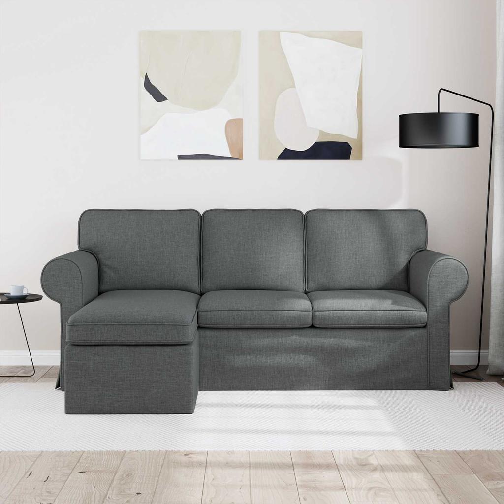 Sofa Dark Grey 195 X 138 X 80 Cm Fabric