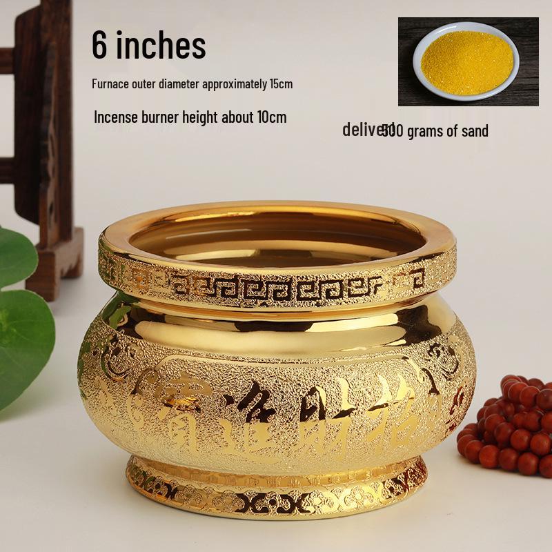 Ceramic Buddha Offering Incense Burner: Small Indoor Bowl with Sand for Incense Sticks