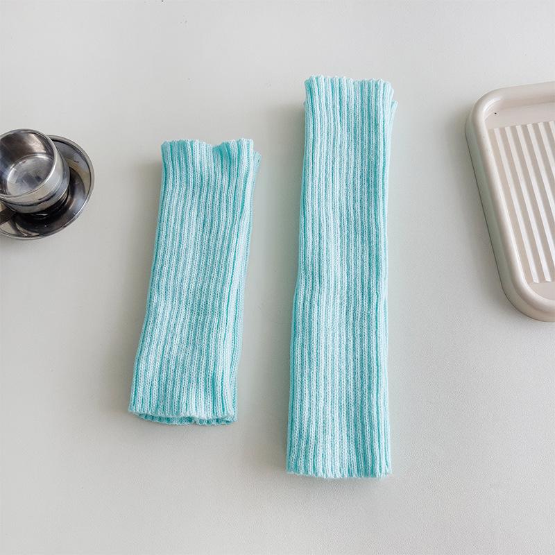 Socks Cover Stacking Socks Horizontal Machine Knitted Wool Solid Color Vertical Strip Leg Warmer Y2K Winter Leg Guard Socks