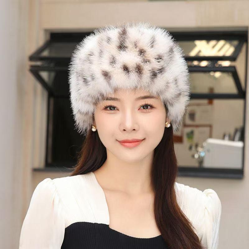 Korean Style Leopard Print Plush Bucket Hat Warm Winter Ear Protection Hat