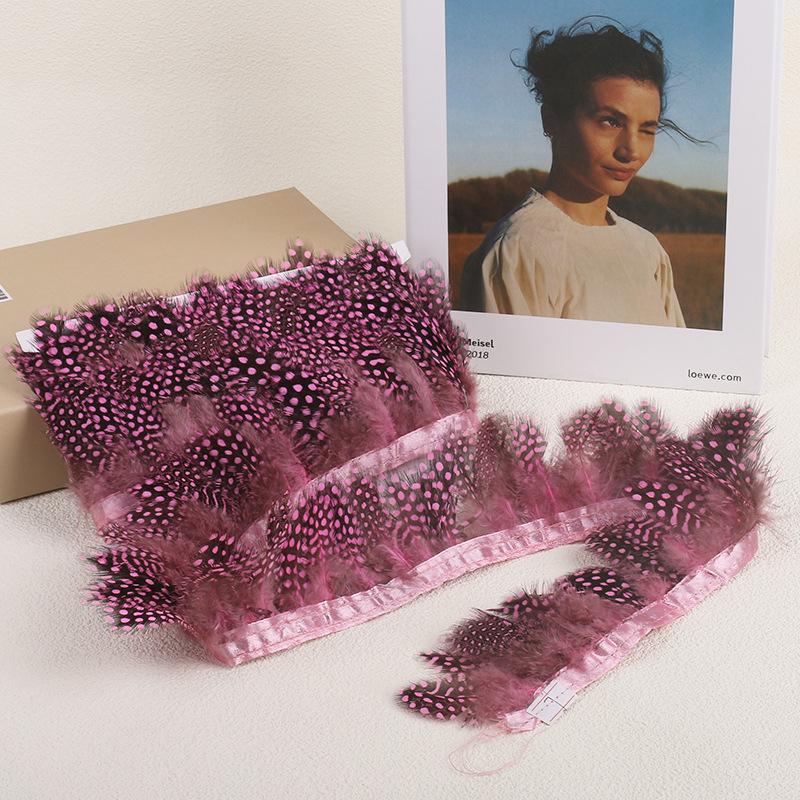 1 Meter Colored Feather Pearl Feather With Cloth Strap Chicken Feather Diy Jewelry Handicraft Accessories Clothing Accessories