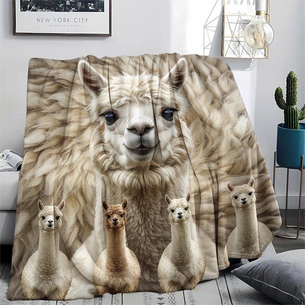 1Pc Horse Alpaca Print Flannel Blanket, High quality Comfortable for All Seasons, Home Decor, Warmth and Comfort, Perfect for Gifts