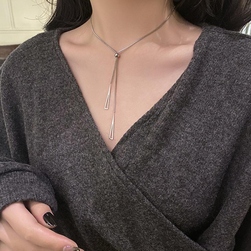 Simple Rose Gold Colour Titanium Steel Colorfast Necklace For Womans Korean Fashion Jewelry Accessories Sexy Girl Clavicle Chain