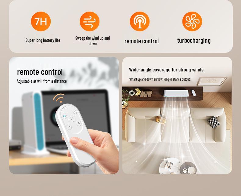 New Bladeless Tower Fan: Portable USB Desktop Fan with Large Wind Power for Office