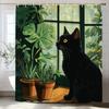 Funny Cat Shower Curtains Cute Cartoon Cat Bath Curtain,3d Printed Creative Bathroom Accessories Home Decoration With Hooks