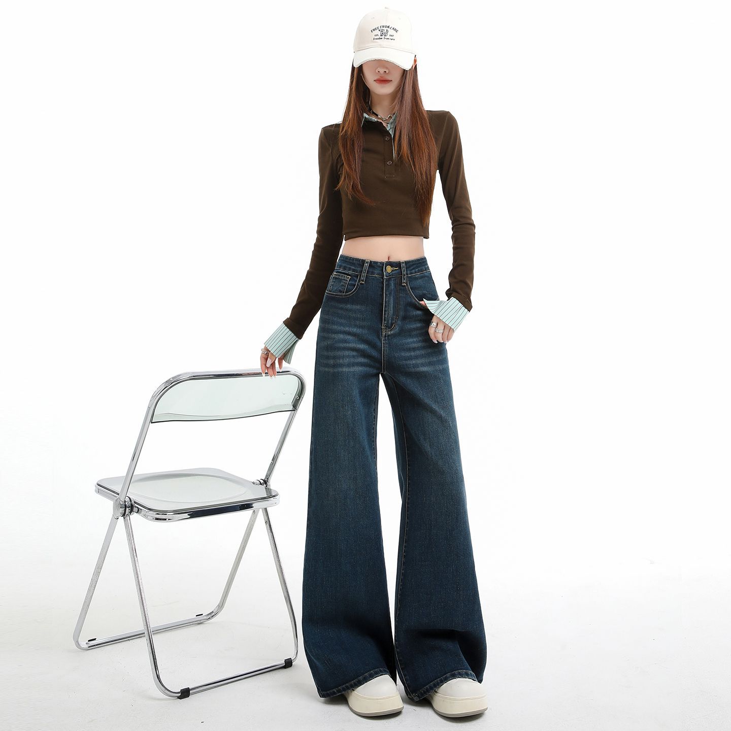 Spring Summer High Waist Slim Non Cling Micro Flare Floor Drape Stretch Casual Denim Pants Ladies Casual Pants Oversize Denim Trousers XS