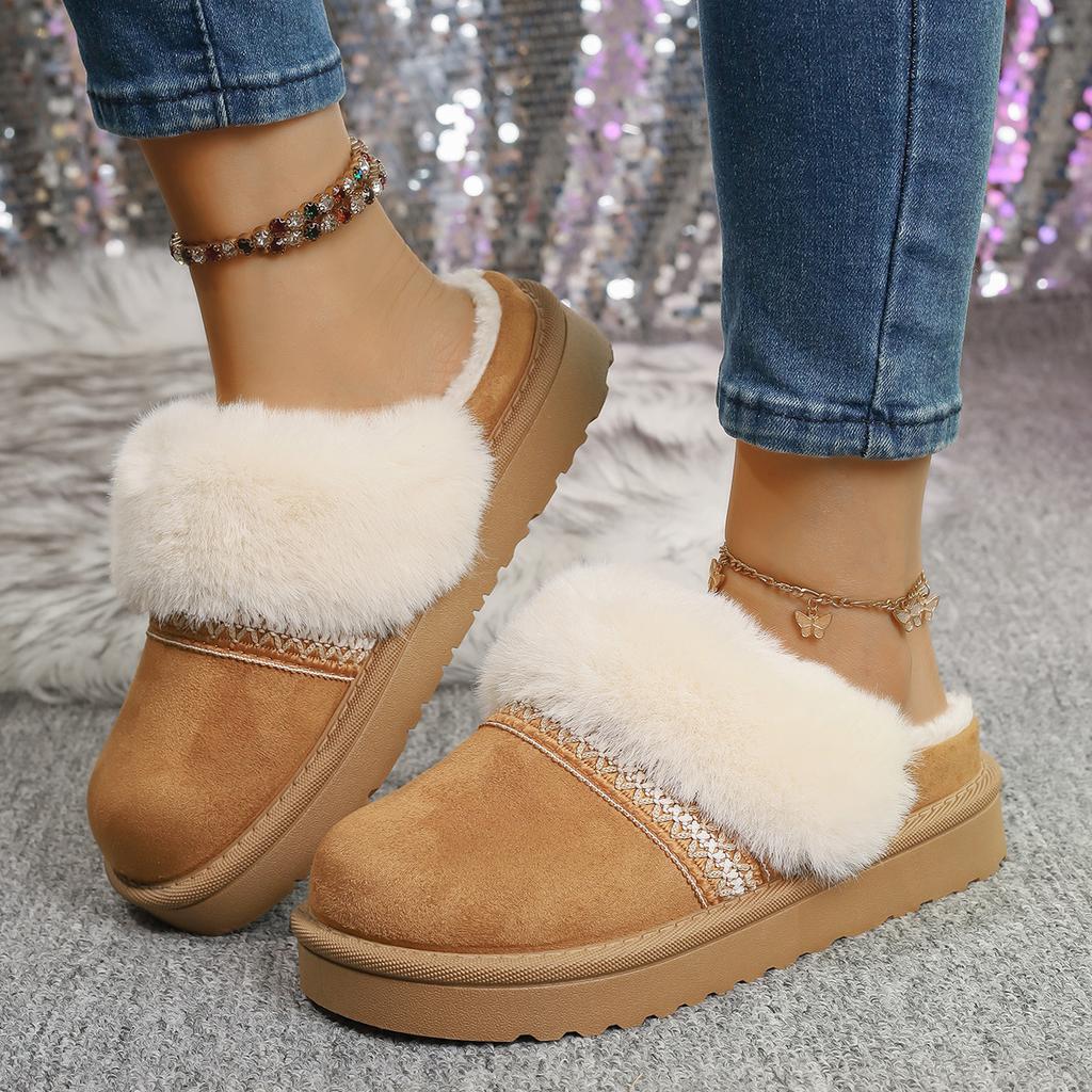 Winter new comfortable thick-soled bag head slippers large size snow boots to keep warm