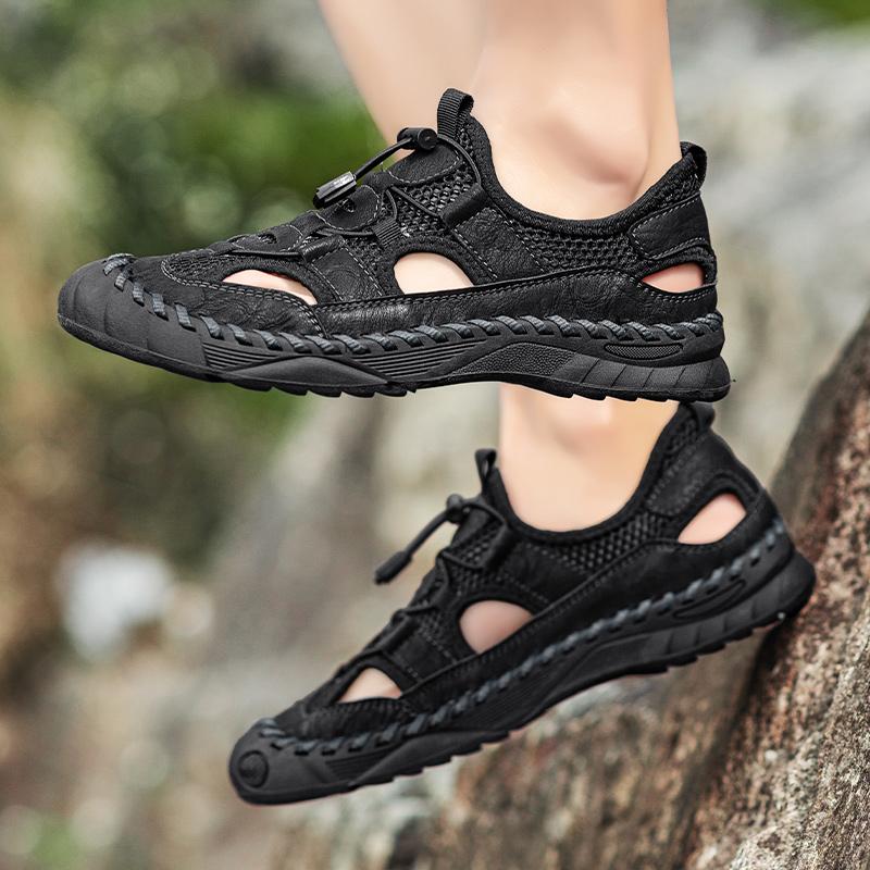 38-48 Sommer Herren Sandalen Outdoor Mesh Strand Sandalen Freizeitschuhe Sneaker Herren Leder Sandalen