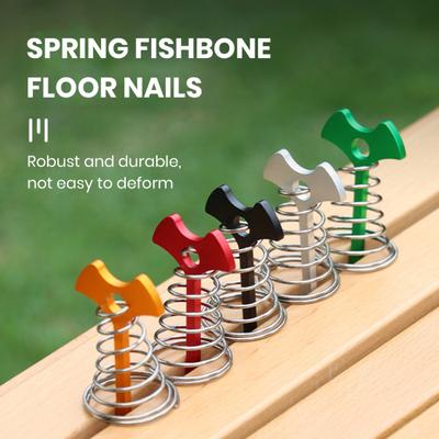 Telescopic Spring Fish Bone Nail Aluminum Alloy Tent Nail Hiking Ground Pin Travel Tent