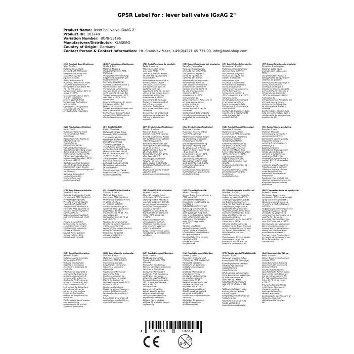 Robinet à bille - KLASEBO - 2" IG/AG - Passage intégral - Laiton nickelé PN25