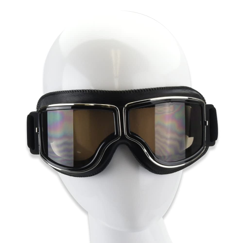 Motorcycle Goggles Motorcycle Goggles Windproof Protective Glasses Classic (Black Frame+Brown Lens)