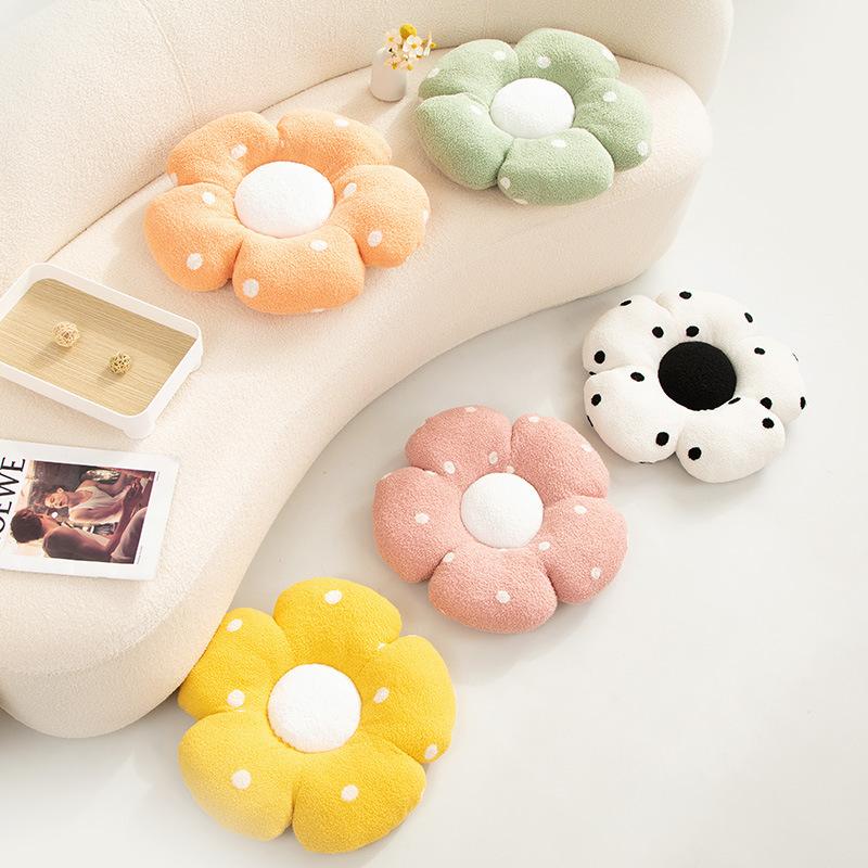 Girl Heart Polka Dot Flower Futon Cushion Plush Toy Petal Doll Home Bay Window Tatami Futon Cushion