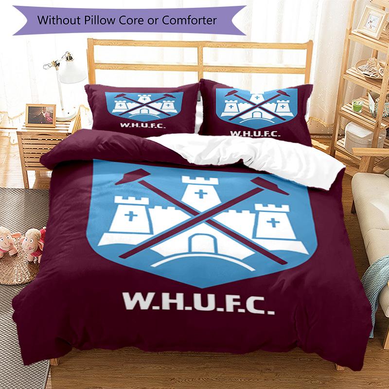 West Ham United Pattern Printed Pattern Duvet Cover Set – includes 1 duvet cover and 2 matching pillowcases Bedroom decor Christmas gifts