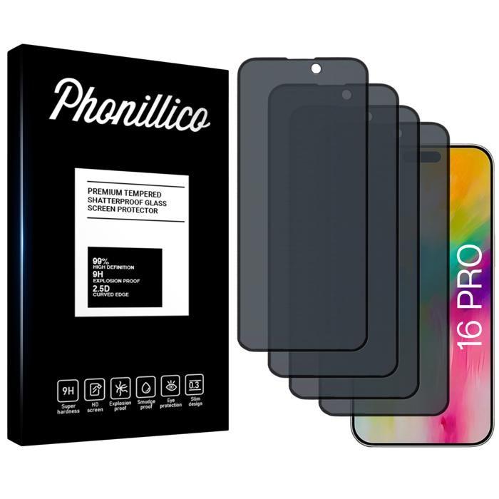 Displayschutzfolie - Phonillico® - iPhone 16 PRO - Gehärtetes Glas - 4er-Pack - Anti-Spionage