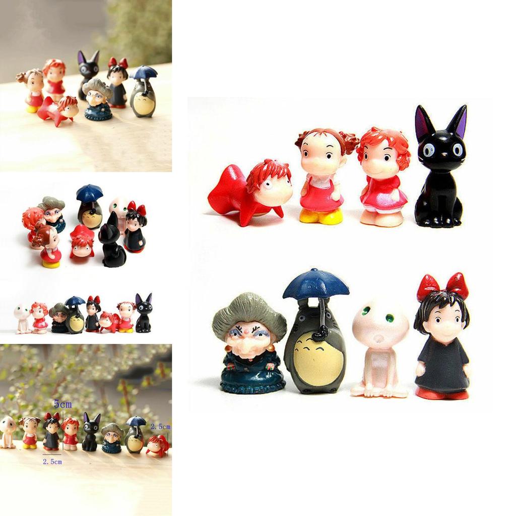 Premium Quality 8pc Set Totoro Ponyo On The Cliff Cute Mini Action Figures For Kids