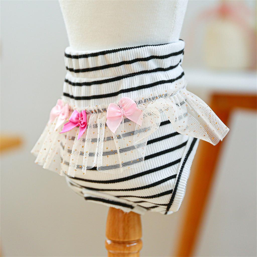 Female Dog Sanitary Panties Physiological Shorts For Small Breeds Dog With Adjustable Elastic Waist and Bowknot Design