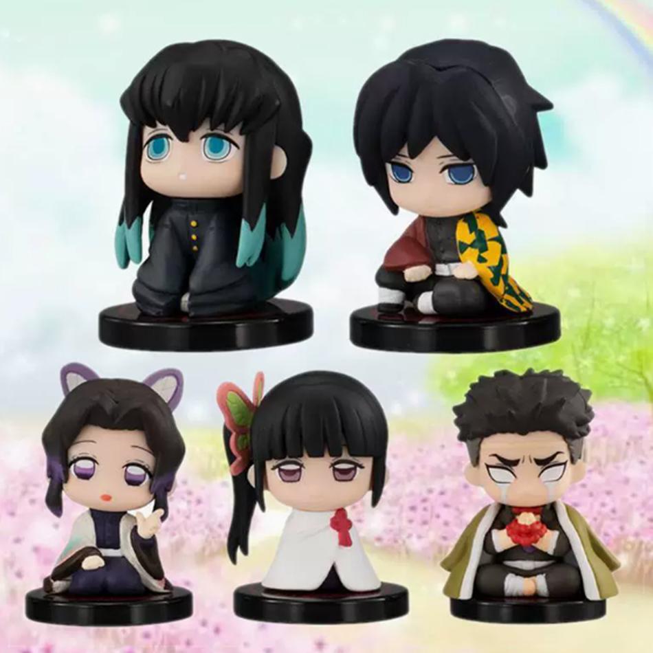 5P Q Version Demon Slayer Sitting Ghost Doll Tanjiro Nidouzi Inosuke Zenizu Figure Action Figure Movie Model Toys Doll Gift PVC